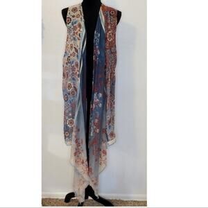 SHANA Sleeveless Kimono Duster Floral Size L/XL
